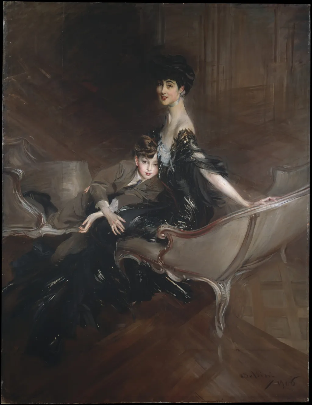 Consuelo Vanderbilt (1876–1964), Duchess of Marlborough, and Her Son, Lord Ivor Spencer-Churchill (1898–1956), by Giovanni Boldini, oil, 1906