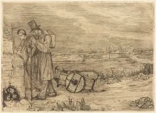 Vagabonds of Montrouge (Les vagabonds de Montrouge), by Alphonse Legros, ink, 1874