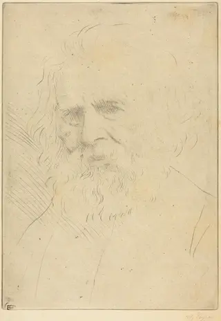 W.H. Longfellow, 1st plate, by Alphonse Legros, ink, 1874