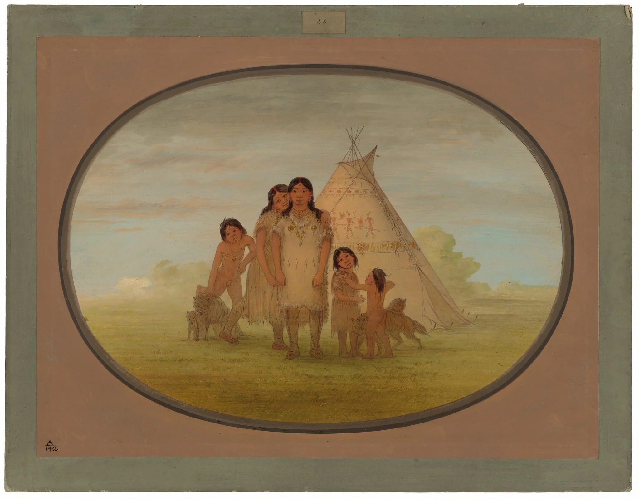 Camanchee Chief's Children and Wigwam, detail