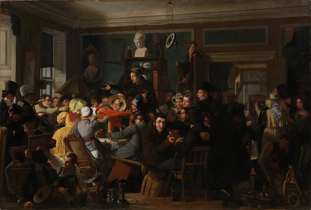 Auction Scene, by Wilhelm Marstrand, oil, 1835