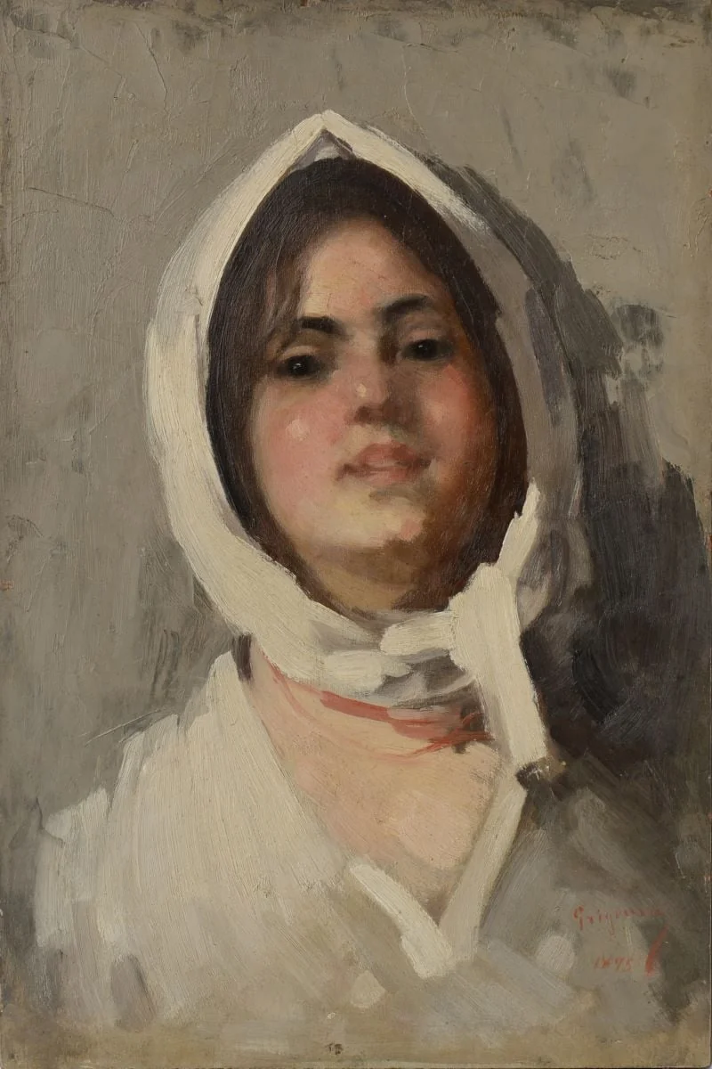 Portret de tânără cu basma, detail