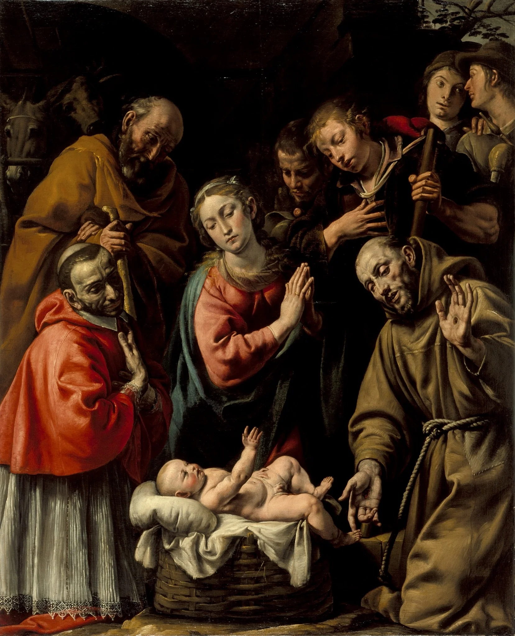 Adoration of the Shepherds with Saints Francis and Carlo Borromeo, detail