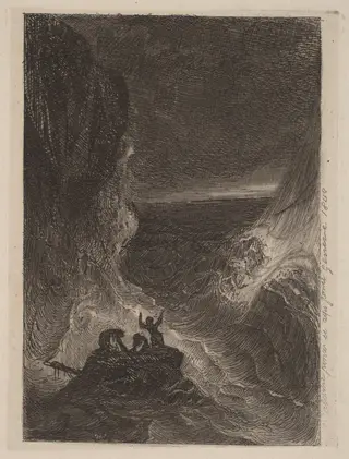 Shipwreck, by Alexandre Calame, ink, 1840