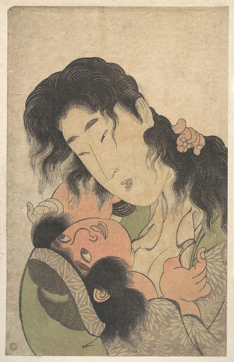 喜多川歌麿画 山姥と金太郎|Yamauba Playing with Kintarō, detail