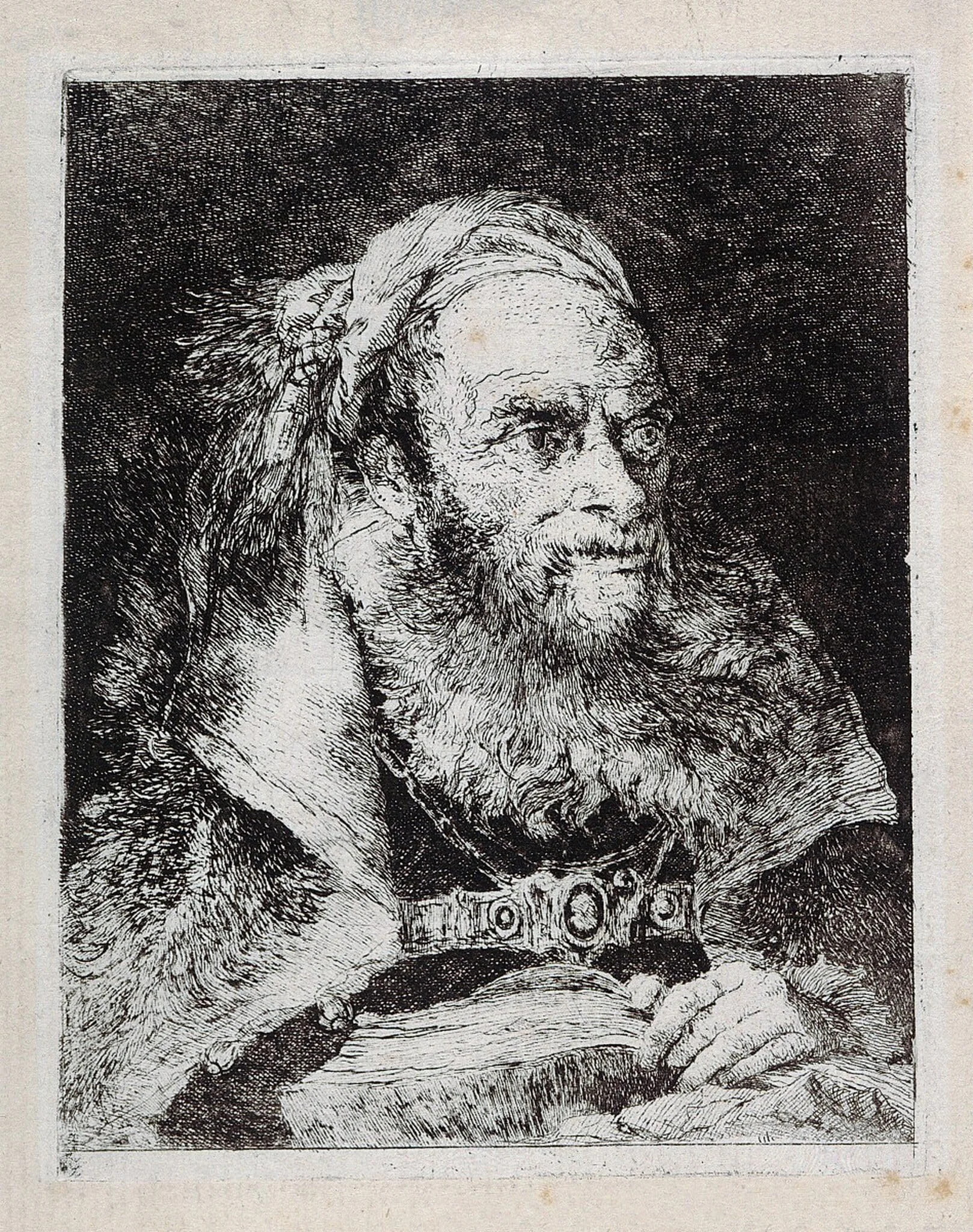 Old Man with an Open Book, detail