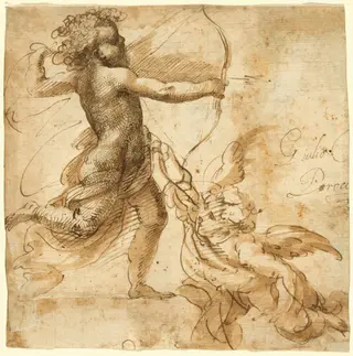 Cupid, by Giulio Cesare Procaccini, ink, 1615