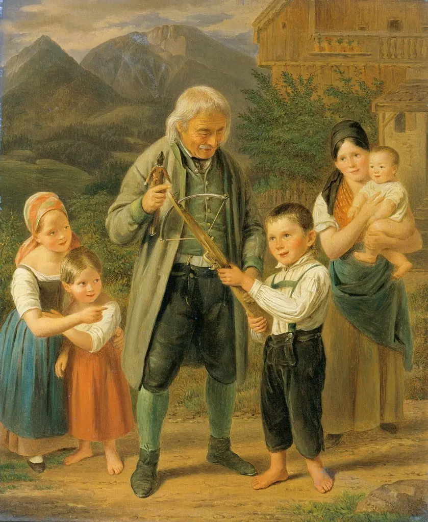 Archery Lessons, by Franz Bernhardt, oil, 1833