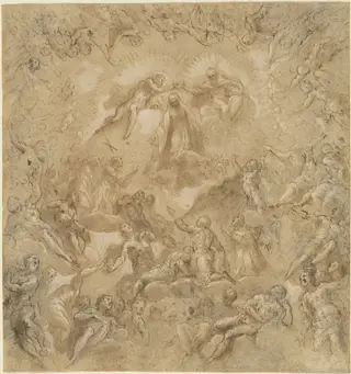 The Coronation of the Virgin, by Palma il Giovane, ink, 1590