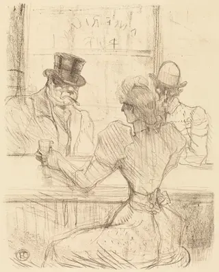 At the Picton Bar, rue Scribe (Au bar Picton, rue Scribe), by Henri de Toulouse-Lautrec, ink, 1896