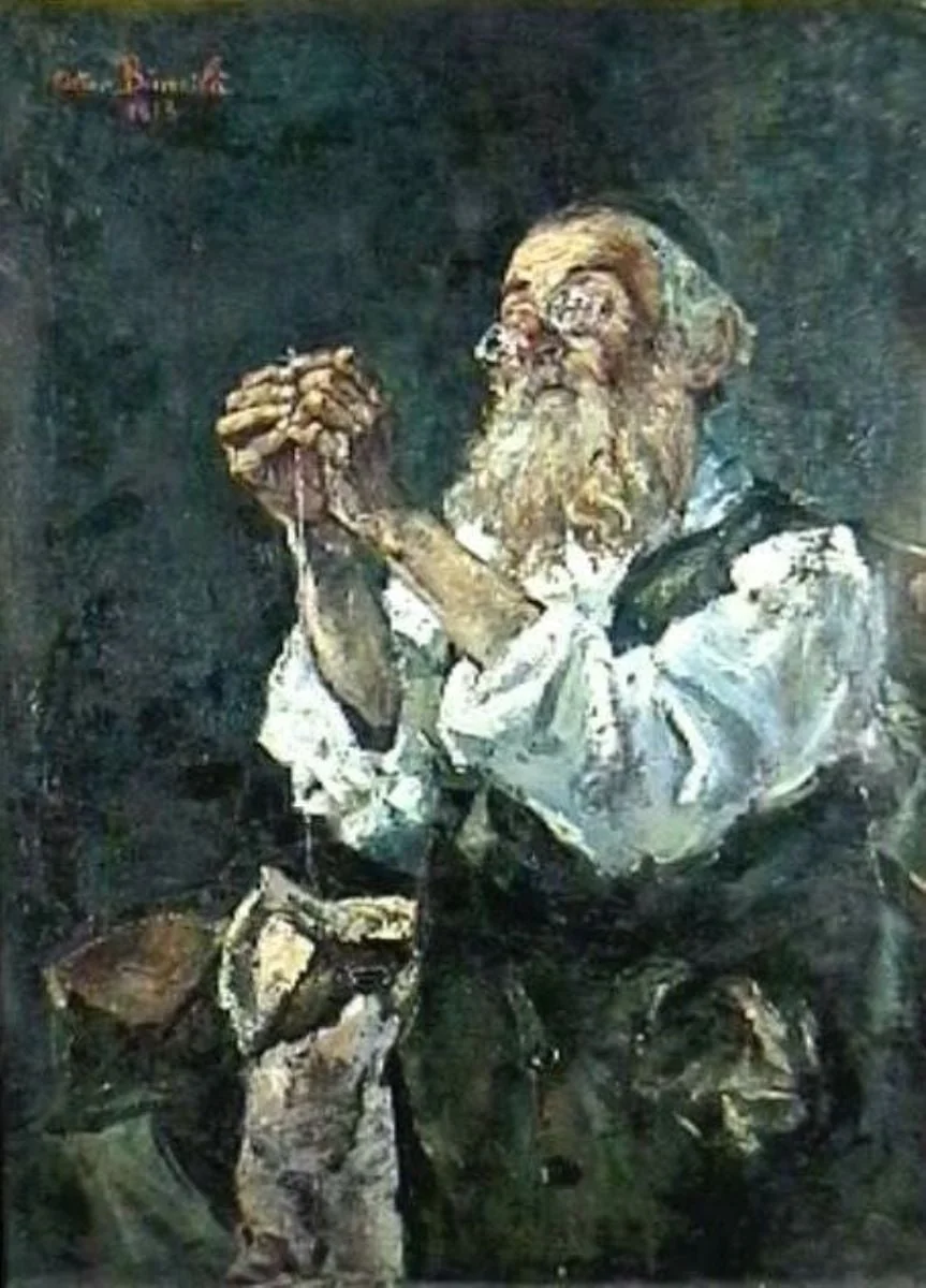 Bătrân croitor, detail