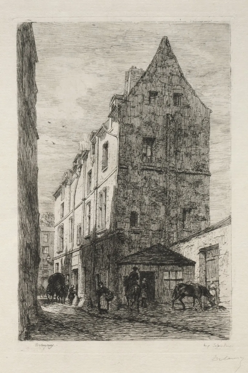 Maison dite de la Reine Blanche, Rue de Marmousets, by Alfred-Alexandre Delauney, 1882