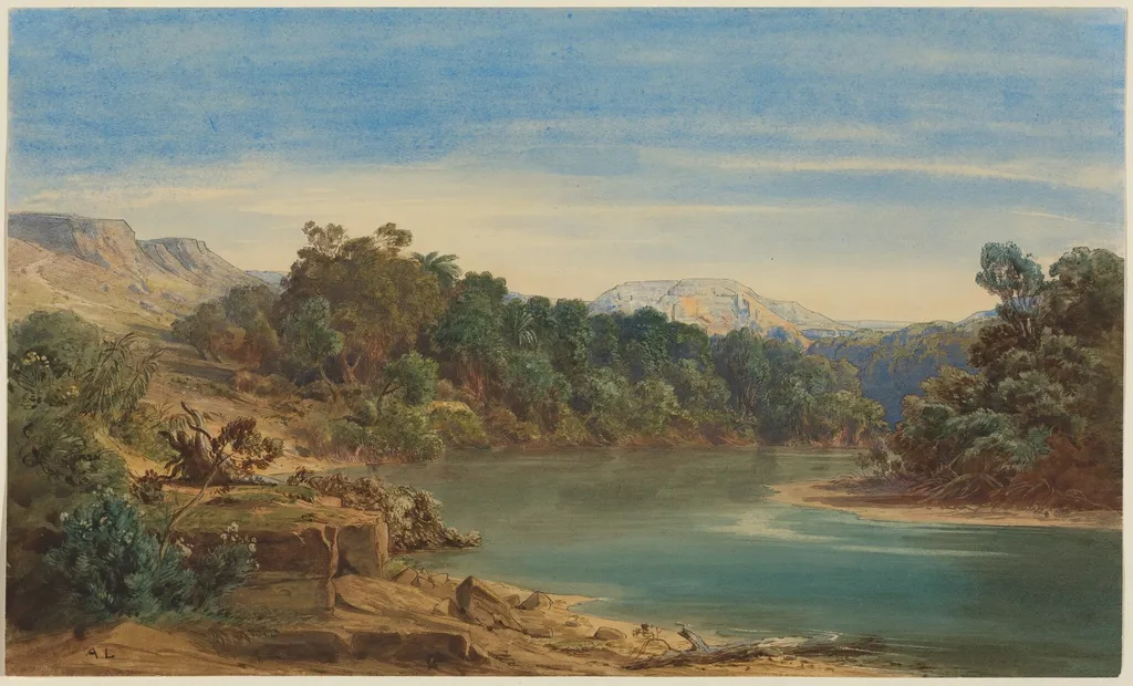 Along the Jordan River (recto), by August Löffler, graphite, 1850