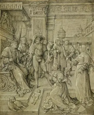 The Judgment of Solomon, by Jan Rombouts I, paint, 1528