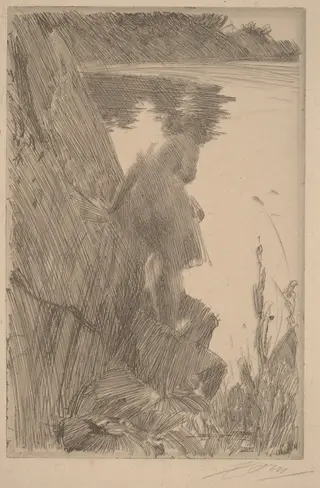Bather III (Baigneuse de Dos), by Anders Zorn, ink, 1896