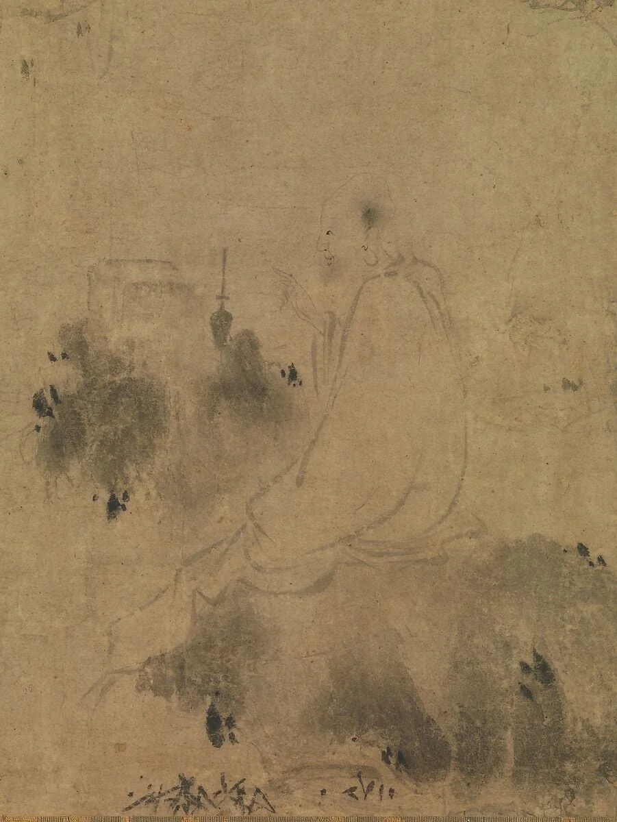 南宋 傳直翁 藥山李翱問道圖 軸|Meeting between Yaoshan and Li Ao, detail