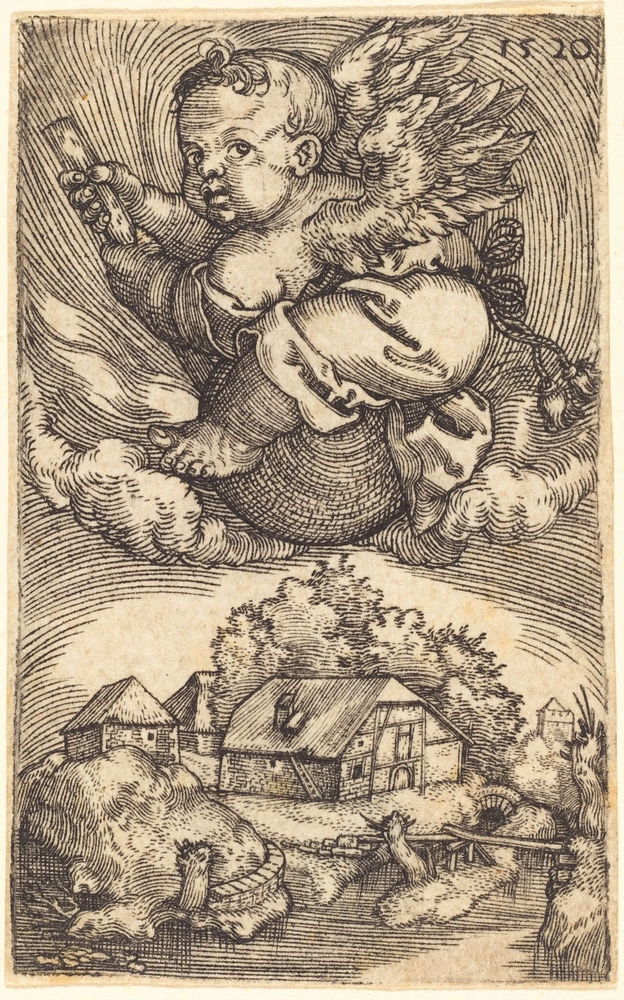 Genius on a Globe Floating in the Air, detail