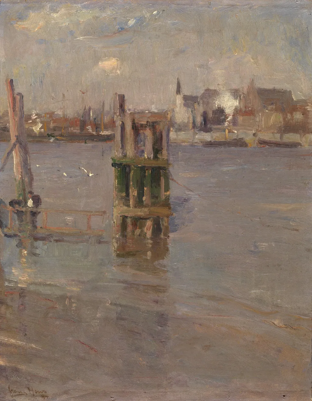 A View on the Scheldt, by Frans Hens, oil, 1898