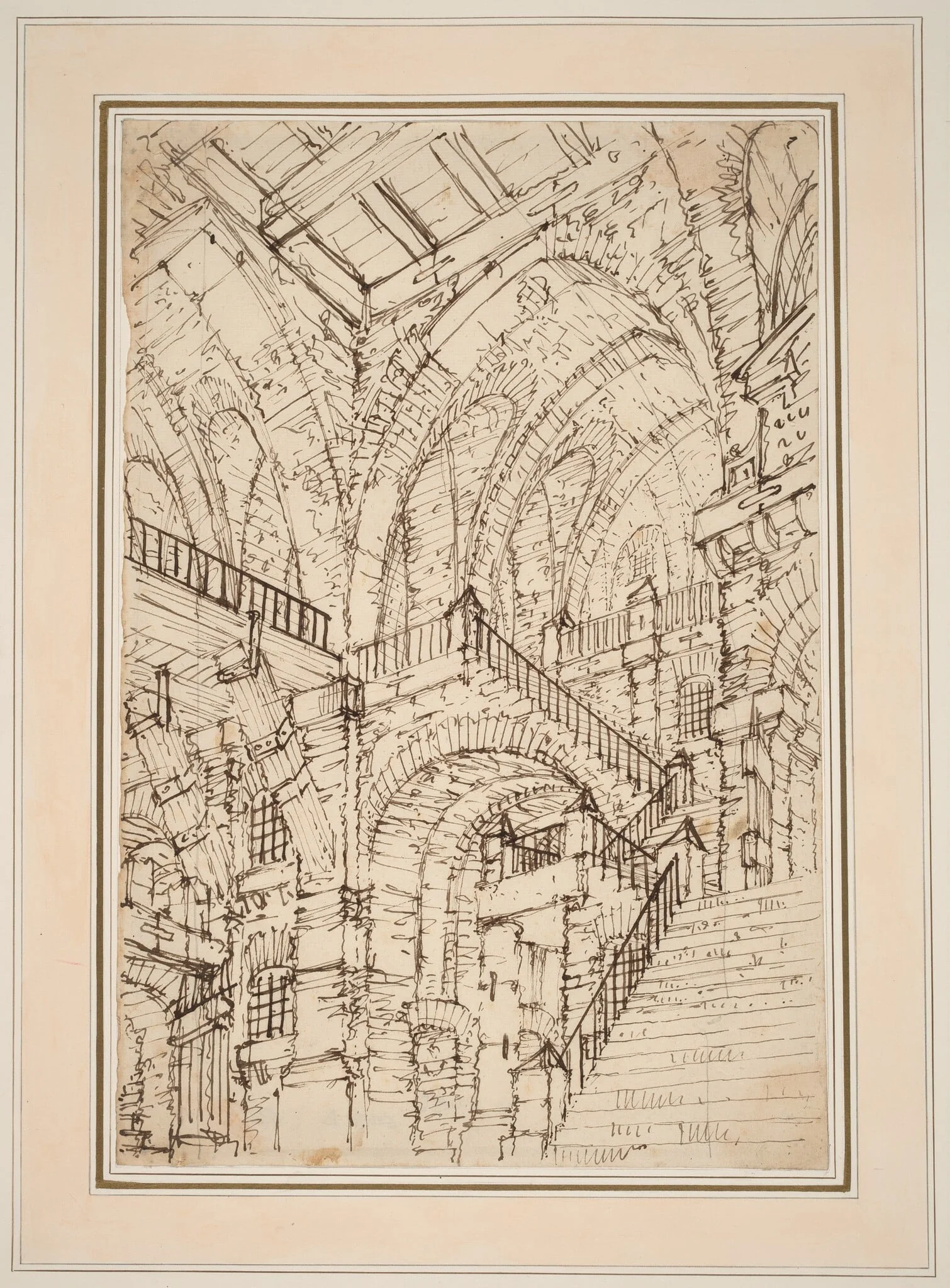 A Prison Interior with a Monumental Staircase, detail