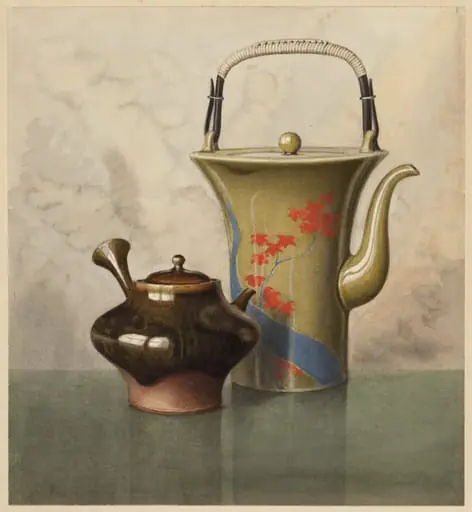 Asian Tea Pots, by Henry Farrer, watercolor, 1882