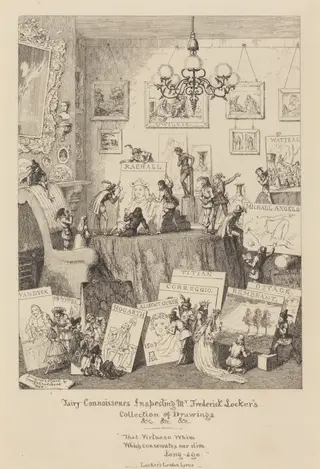 Fairy Connoisseurs Inspecting Mr. Frederick Locker's Collection of Drawings, by George Cruikshank, ink, 1868