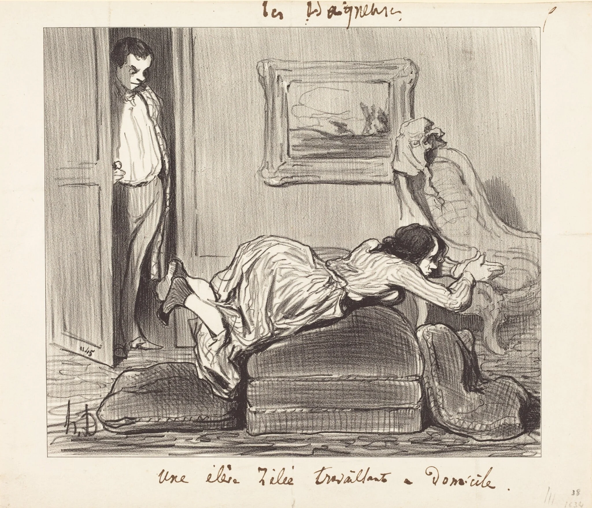 Une élè...zélée travaillant a domicile, detail