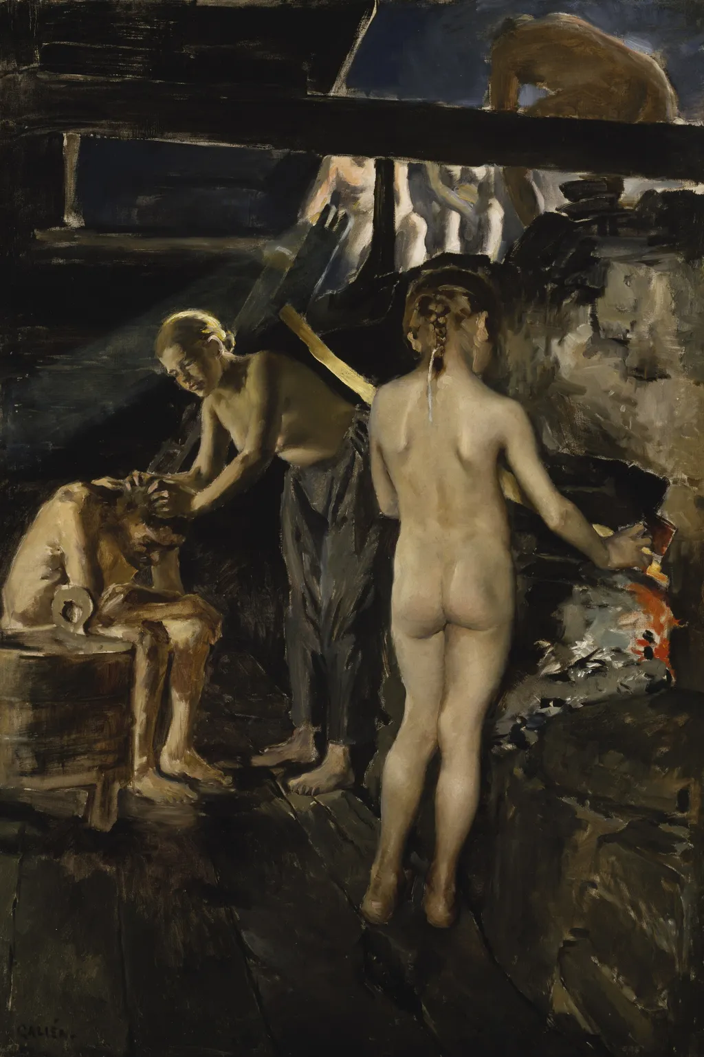 In the Sauna, by Akseli Gallen-Kallela, oil, 1895
