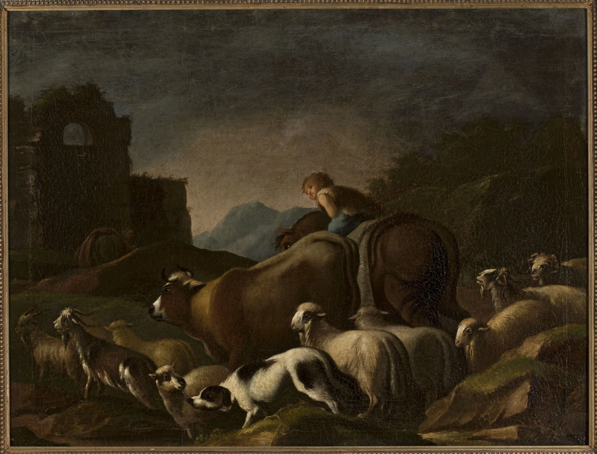 At the ford (Pastoral scene), detail