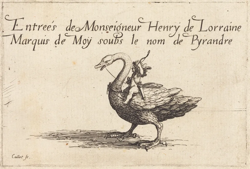 Entry of Monseigneur Henry de Lorraine, Marquis de Moy, under the Name of Pirandre, by Jacques Callot, ink, 1627
