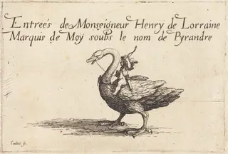 Entry of Monseigneur Henry de Lorraine, Marquis de Moy, under the Name of Pirandre, by Jacques Callot, ink, 1627