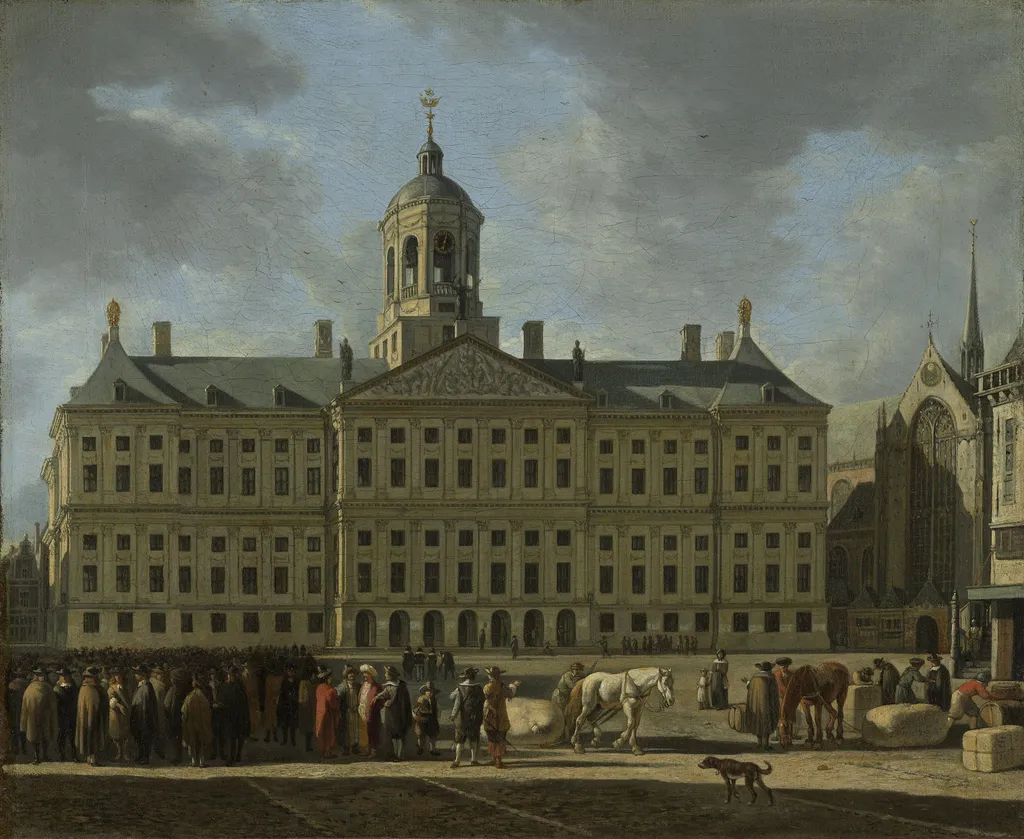 The town hall on Dam Square in Amsterdam, by Gerrit Adriaenszoon Berckheyde, oil, 1672