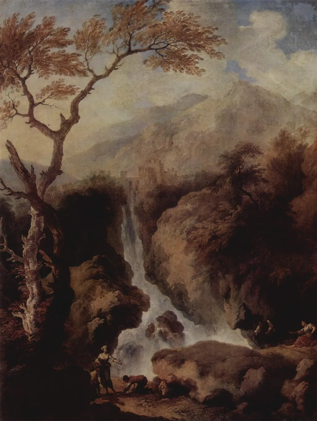 Waterfalls in the Environs of Rome, by Christian Wilhelm Ernst Dietrich, oil, 1755