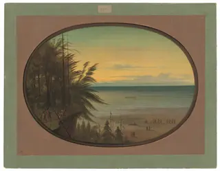 An Indian Ladder - Nayas Indians, by George Catlin, oil, 1862