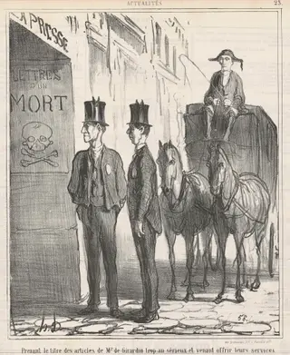 Prenant le titre ... de Mr de Girardin trop au sérieux ..., by Honoré Daumier, ink, 1866