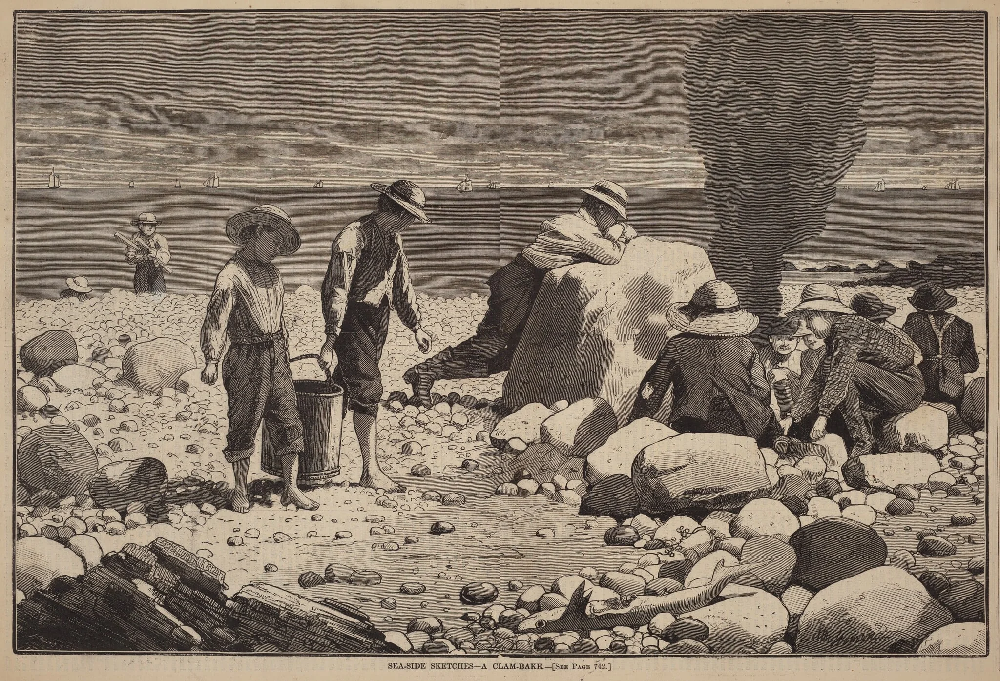 Sea-Side Sketches - A Clam-Bake, detail