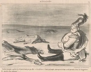 Cavales cosaques mortes de soif ..., by Honoré Daumier, ink, 1854