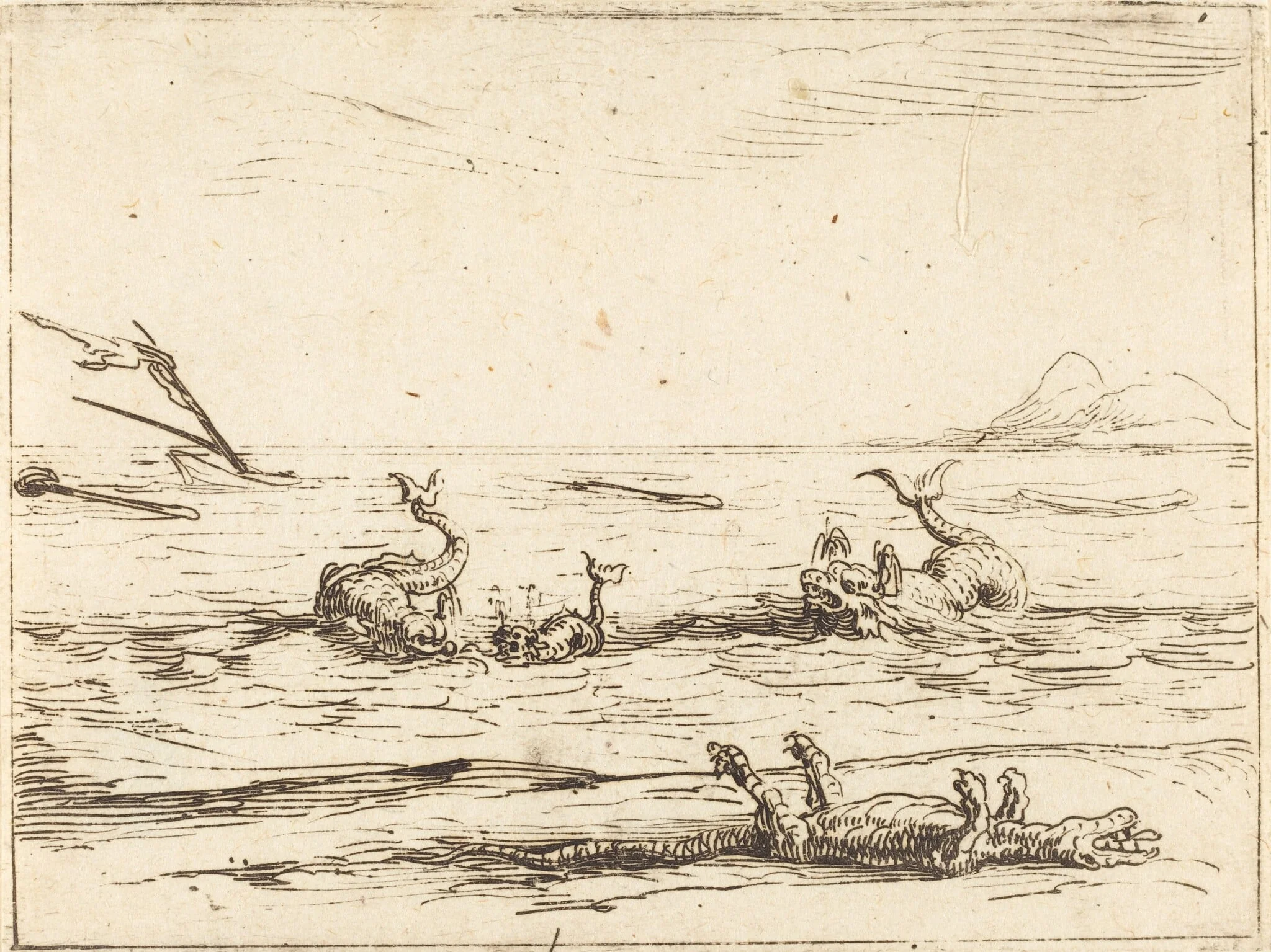 Dolphins and Crocodile, detail