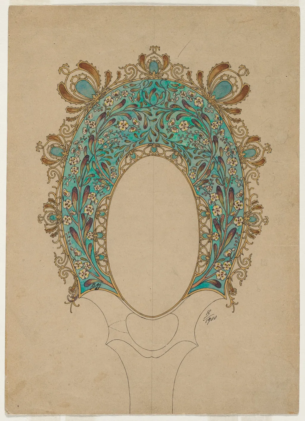 Designs for a Hand Mirror, by Félix Bracquemond, 1901