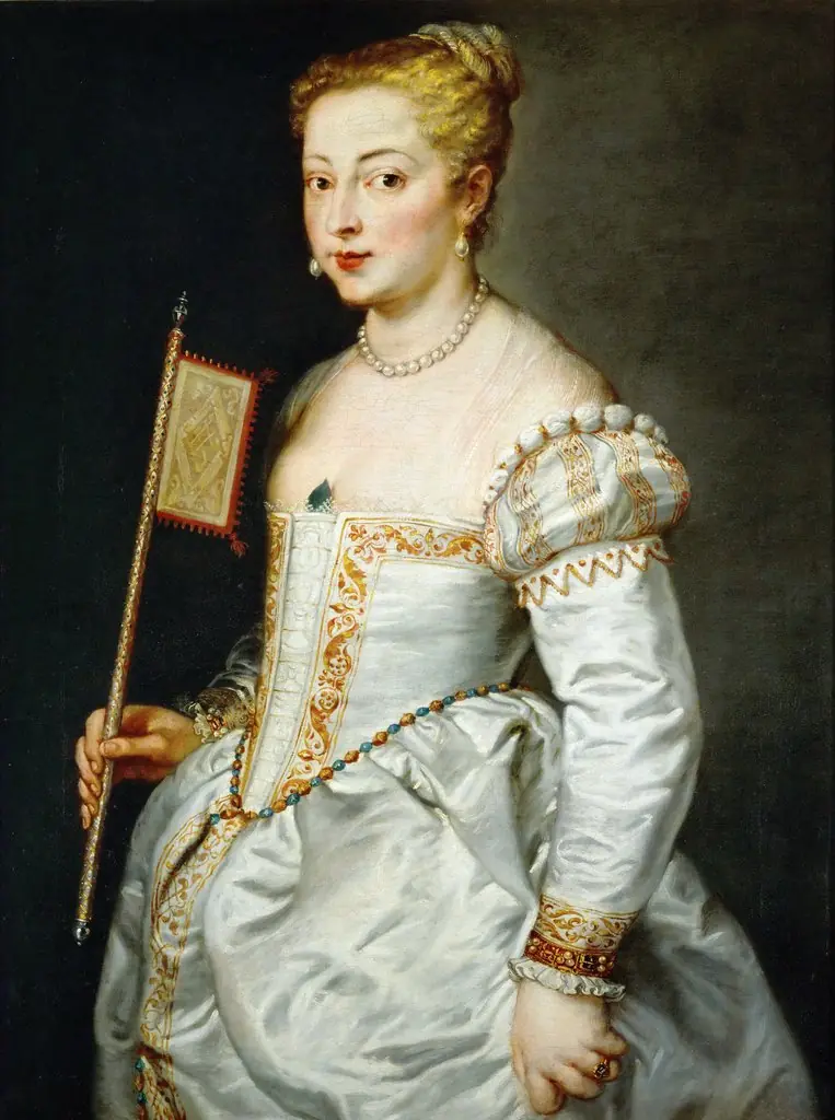 Girl with a Fan, by Peter Paul Rubens, oil, 1612