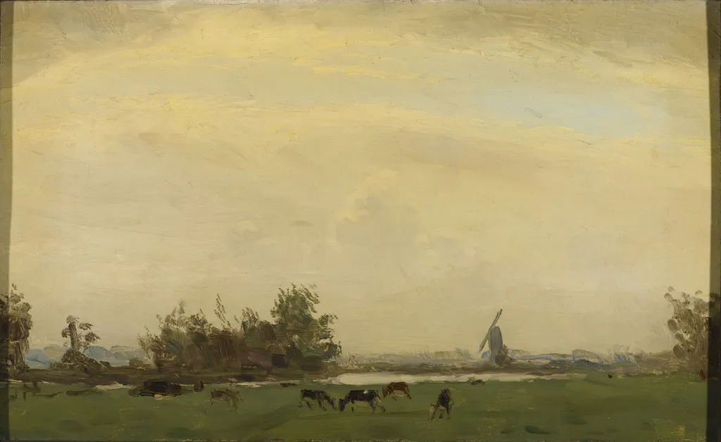 Meadow Landscape on the Spaarne, by Gerrit Willem Dijsselhof, oil, 1904