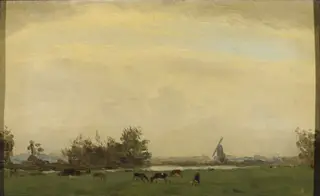 Meadow Landscape on the Spaarne, by Gerrit Willem Dijsselhof, oil, 1904