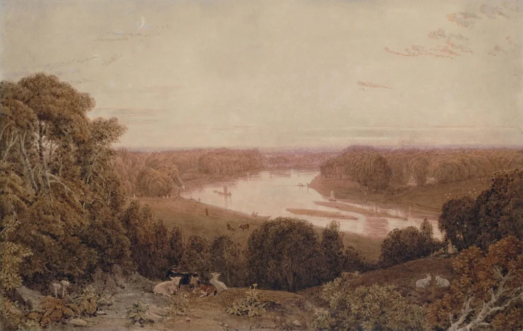 View from Richmond Hill, Surrey, by George the younger Barret, watercolor, 1826