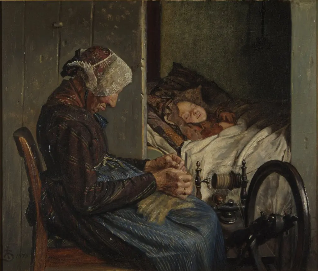 Bedstemoder med sit barnebarn, by Kristian Zahrtmann, oil, 1875