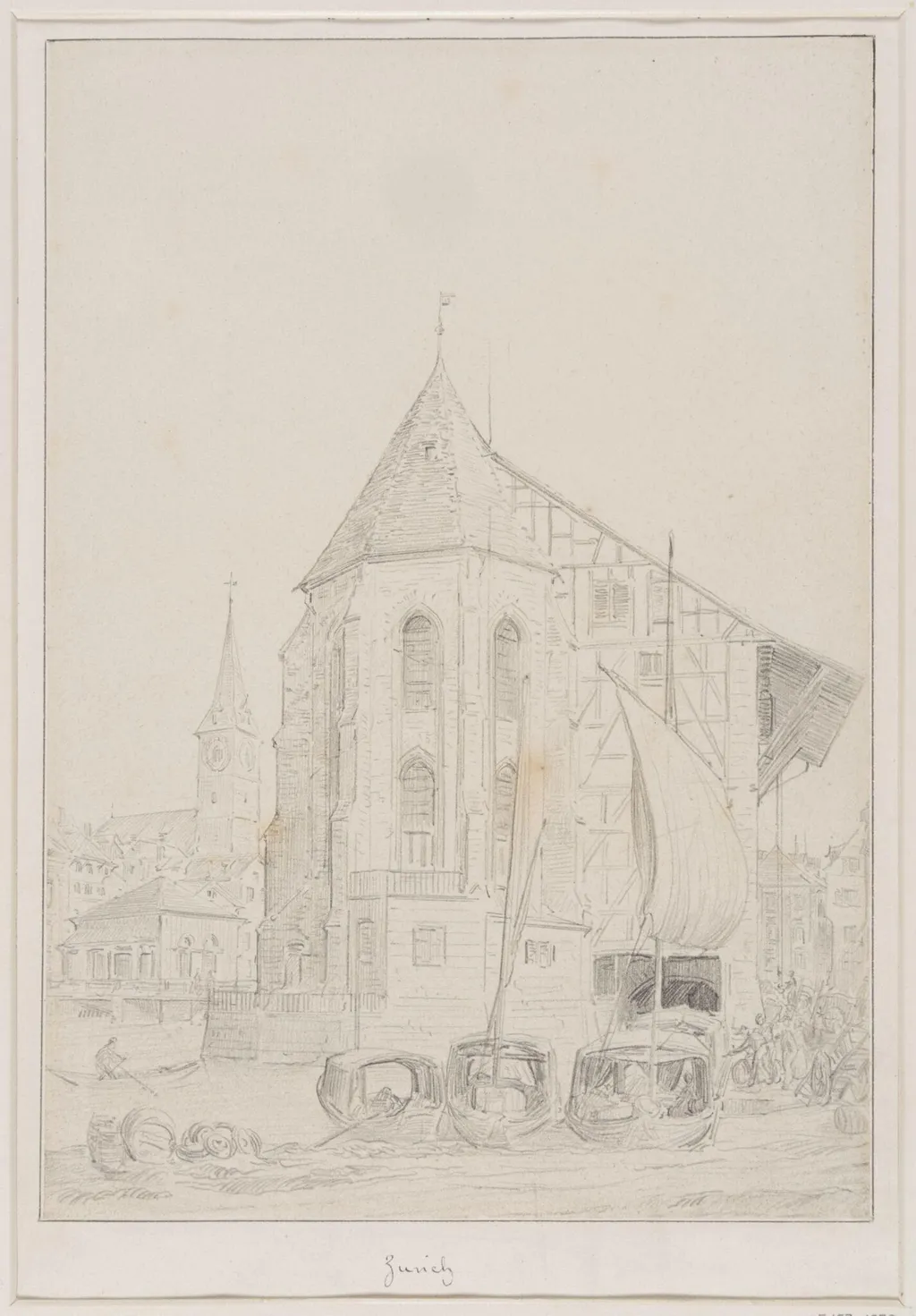 The Wasserkirche, Zurich, by A.W.N. Pugin, 1838