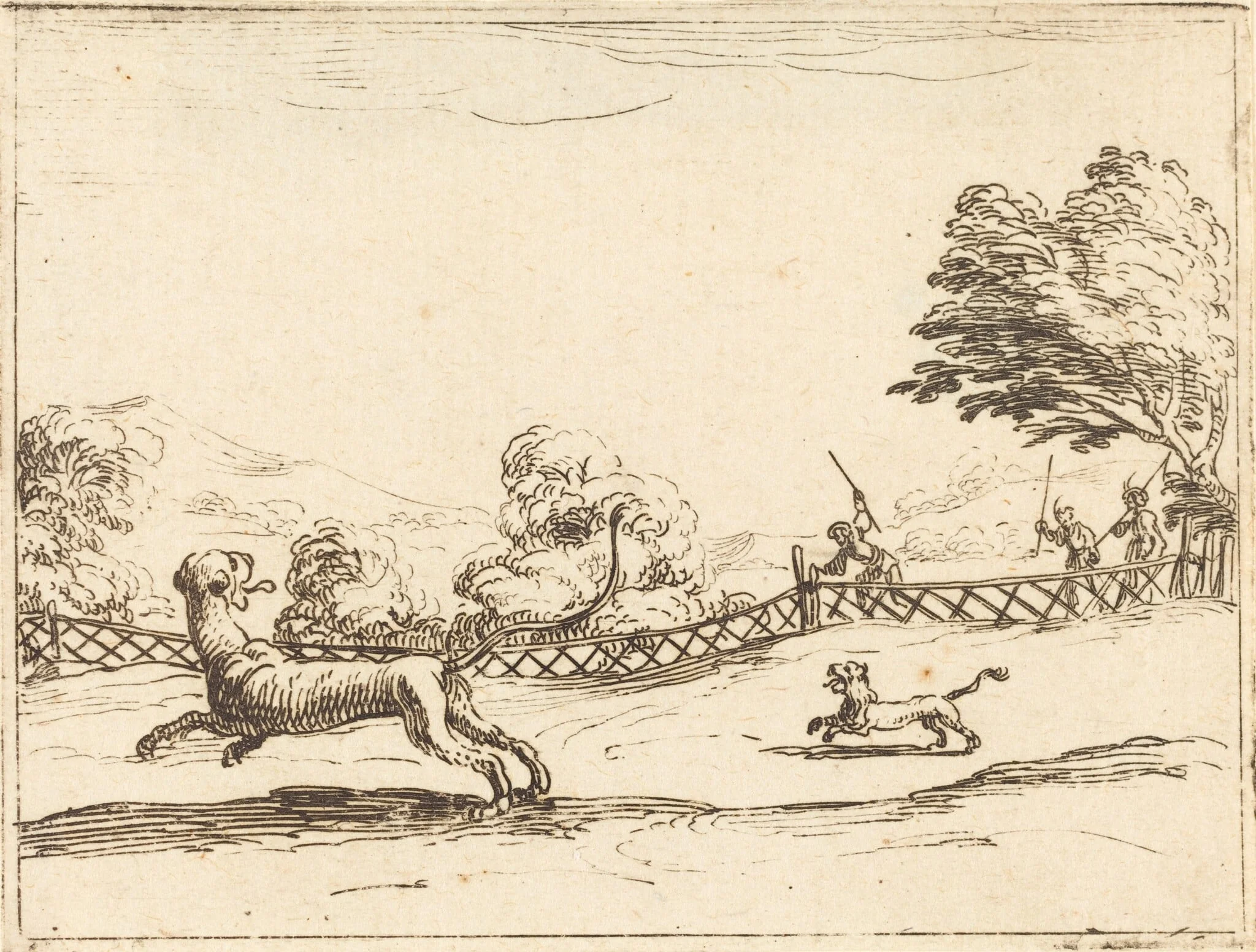 Lioness and Cub Pursued by Hunters, detail
