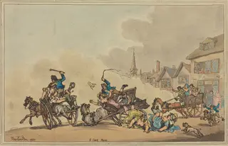 A Cart Race, by Thomas Rowlandson, ink, 1788