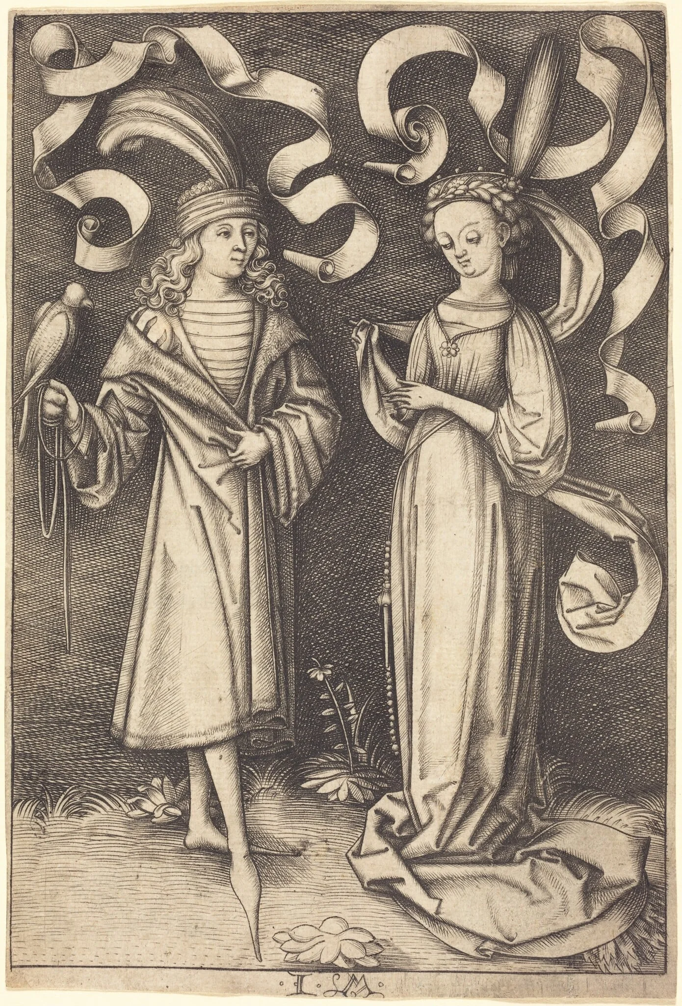 The Falconer and Noble Lady, detail