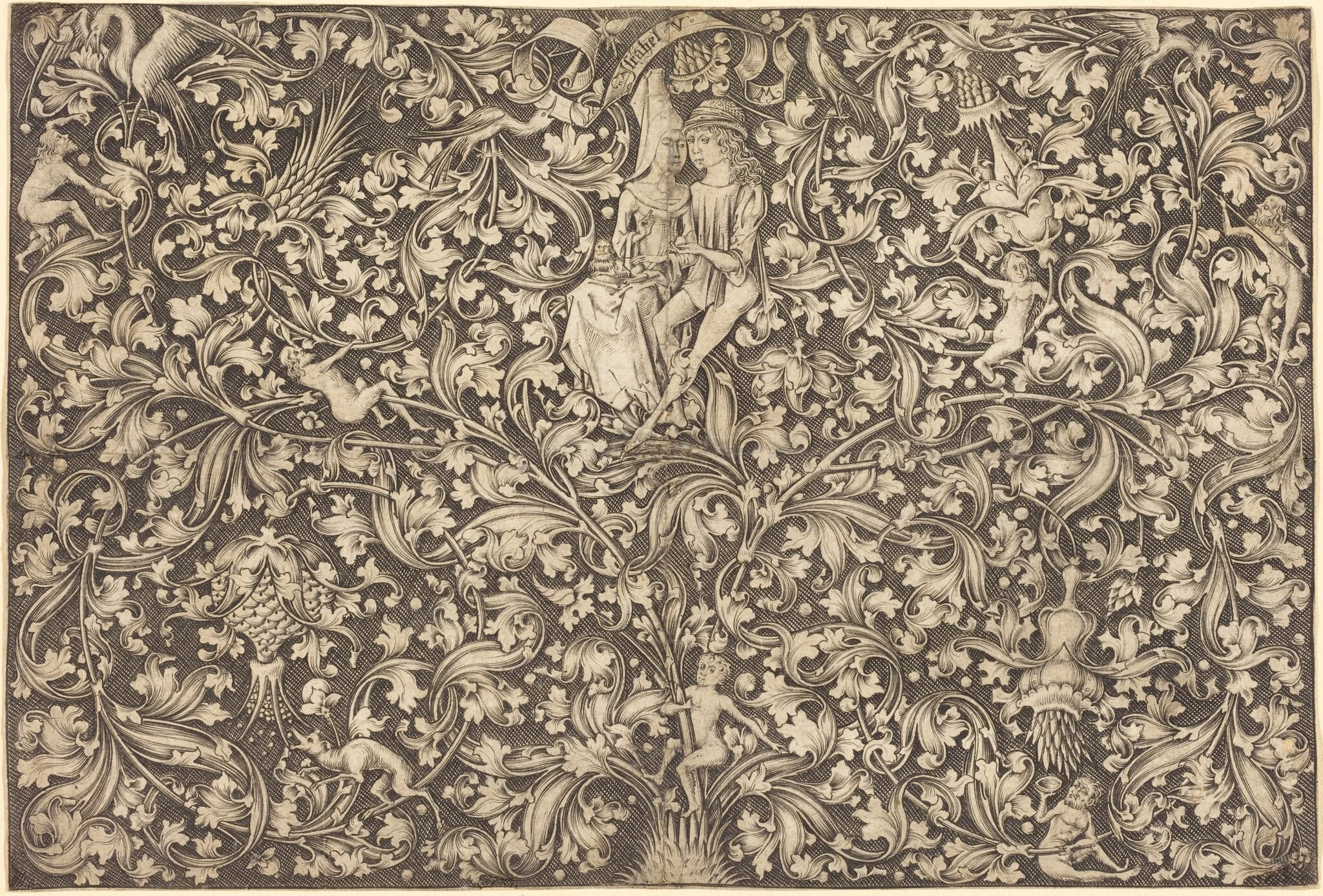 Ornament Panel with Two Lovers, detail