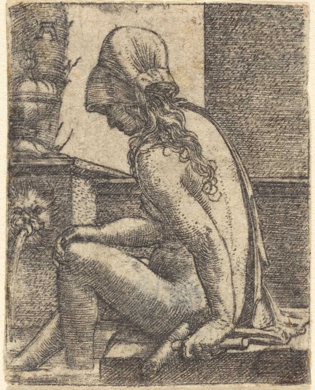 Bathing Woman, by Albrecht Altdorfer, ink, 1525