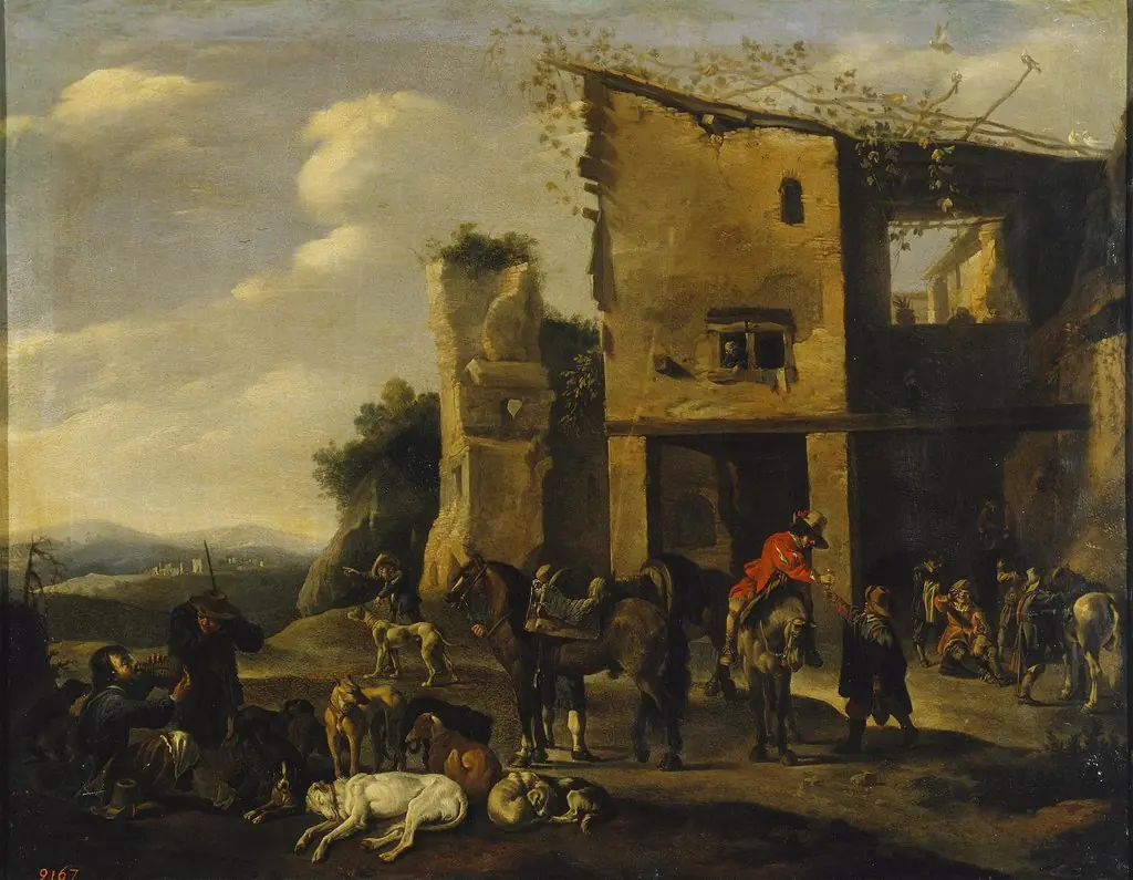 Hunter at Rest, by Pieter van Laer, oil, 1634